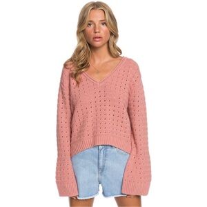 Roxy Do‎ You Good V-neck Sweater Pink size Medium